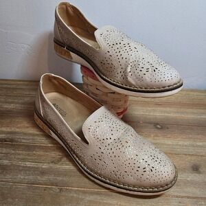 Patrizia by Spring Step Geva Beige Rhinestone Perforated Cork Loafers Size 41